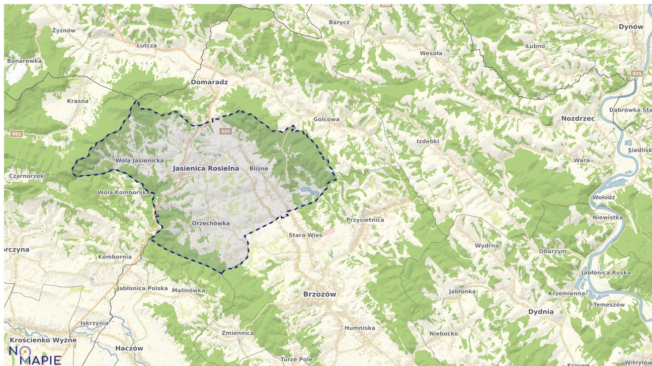Mapa obszarów ochrony przyrody Jasienicy Rosielnej