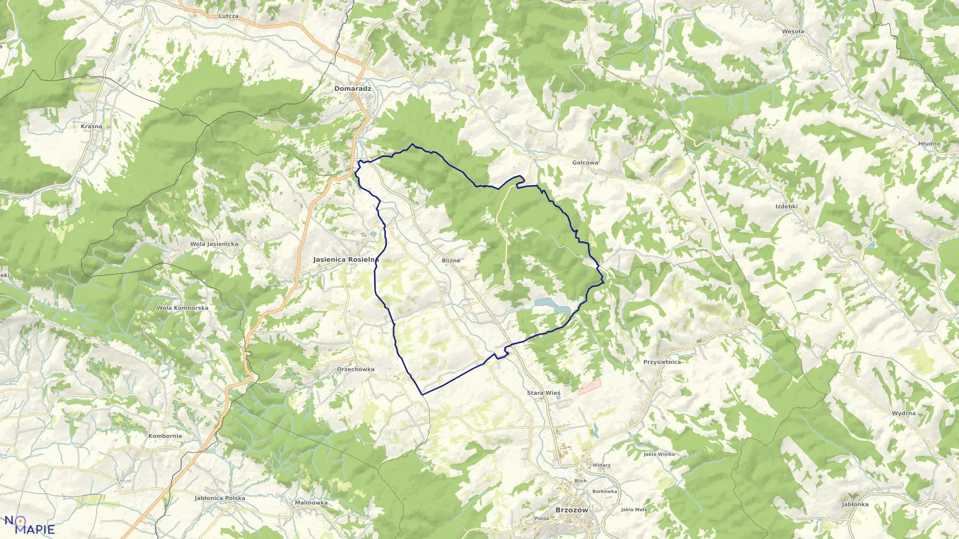 Mapa obrębu Blizne w gminie Jasienica Rosielna