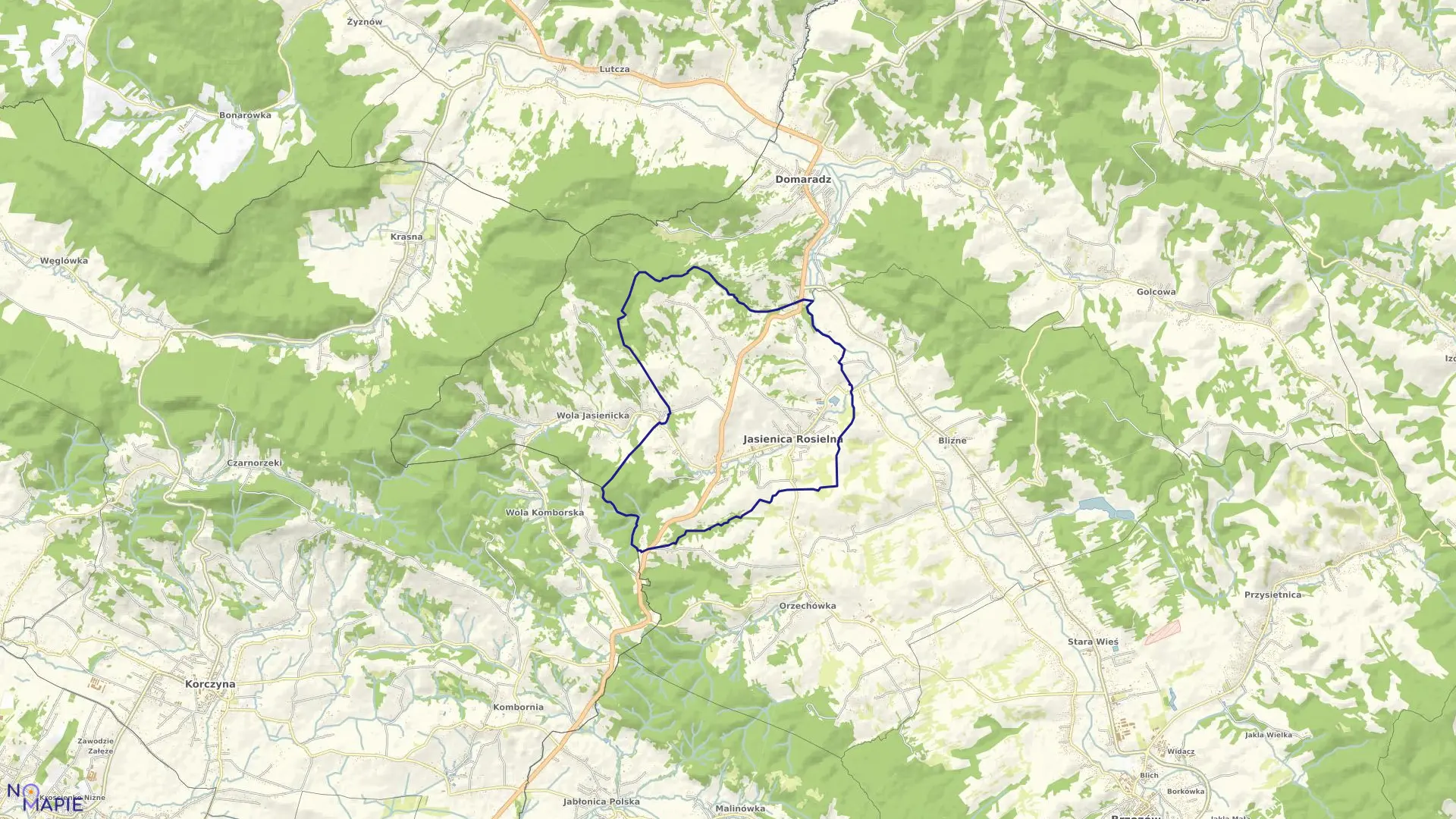 Mapa obrębu Jasienica Rosielna w gminie Jasienica Rosielna