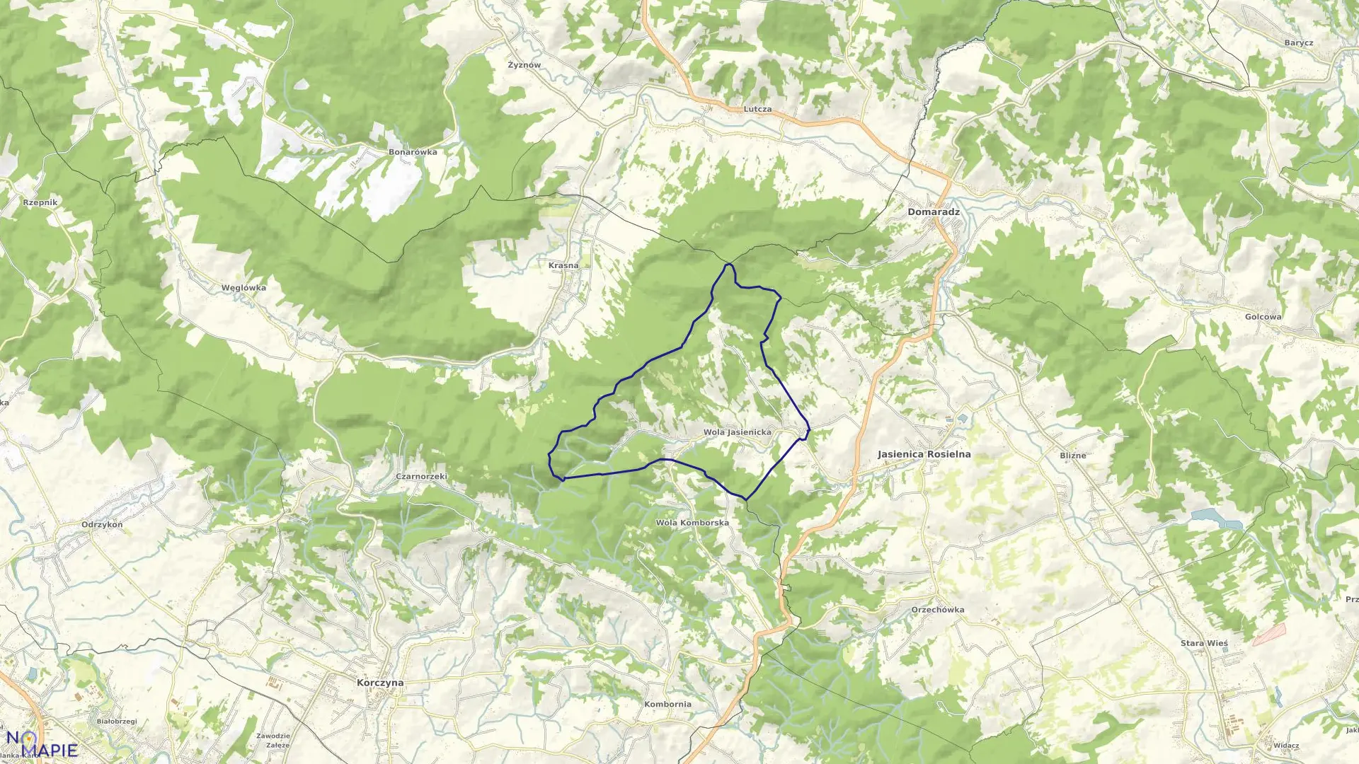 Mapa obrębu Wola Jasienicka w gminie Jasienica Rosielna